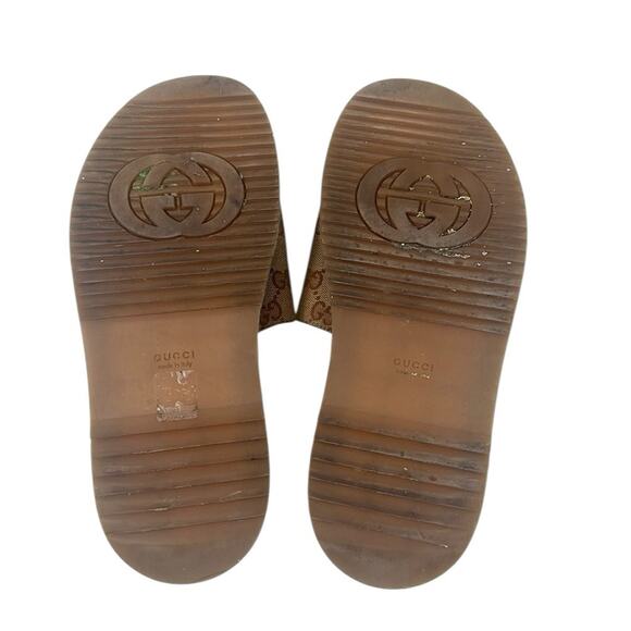 Gucci Angelina GG Canvas Monogram Print Platform Slides Brown Size 38.5 - Picture 8 of 9